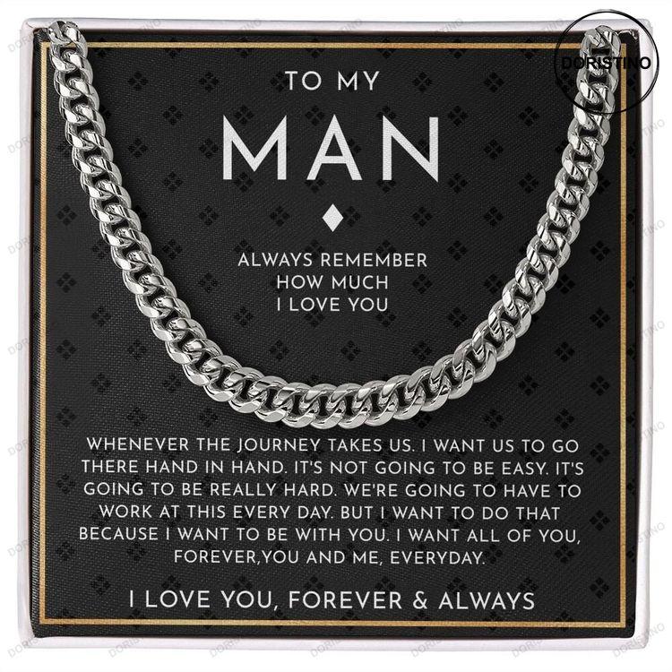 To My Man Necklace Cuban Link Chain Necklace Gift For Boyfriend Boyfriend Necklace Husband Gift Husband Necklace Father's Day Gift Doristino Awesome Necklace