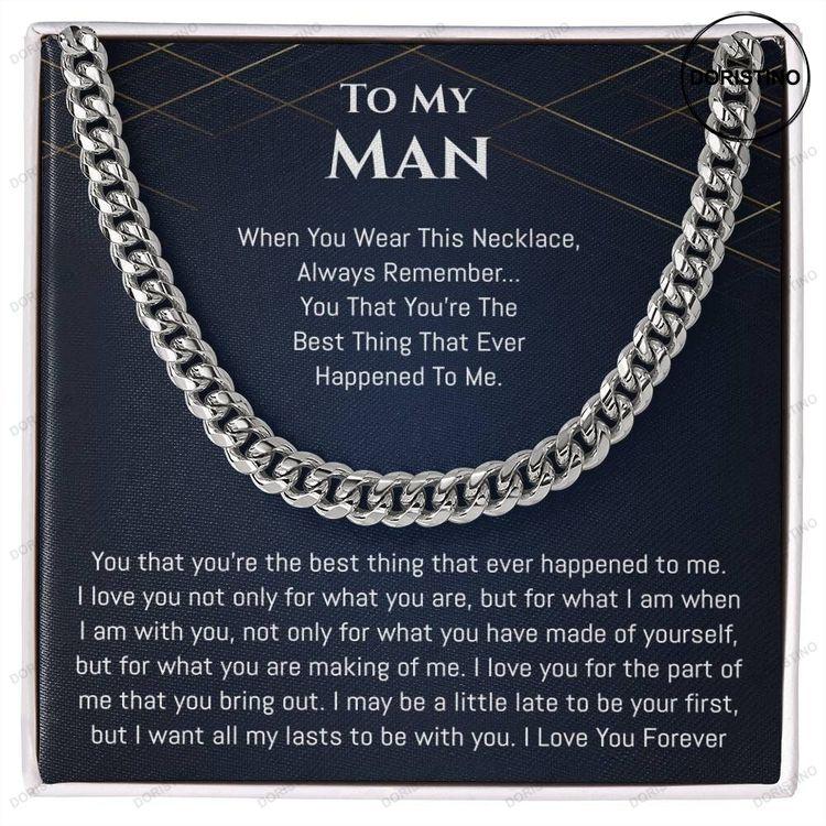 To My Man Necklace Gift Man Cuban Link Chain With Love Card To Surprise Him Doristino Trending Necklace