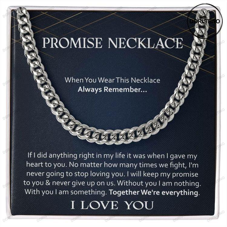 To My Man Promise Necklace Cuban Link Chain With Love Message Card Doristino Limited Edition Necklace
