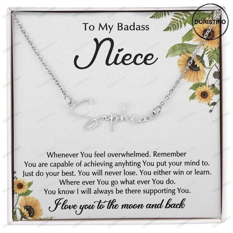 To My Niece Gift Name Necklace With Love Message Card For Her Birthday Gift Her Graduation Gift Distance Gift Doristino Limited Edition Necklace