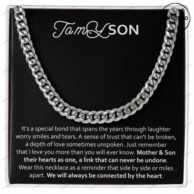 To My Son Cuban Link Necklace Gift From Love Mom Son Message Card Gift Box Doristino Limited Edition Necklace