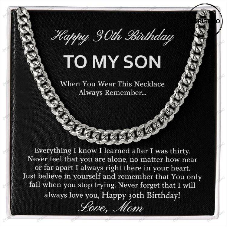 To My Son Cuban Necklace Gift Happy 30th Birthday Doristino Awesome Necklace