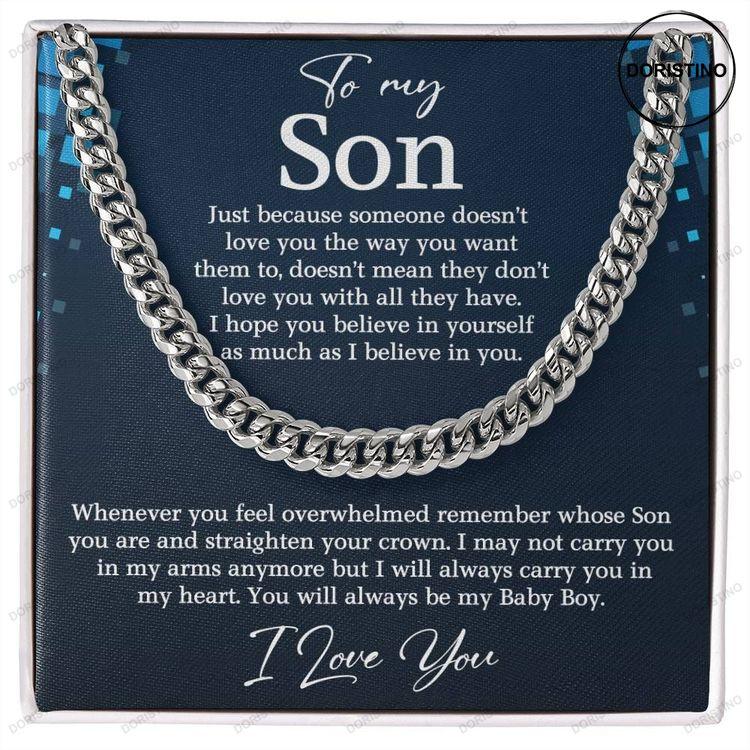 To My Son Cuban Necklace I Love You With Love Message Card Doristino Awesome Necklace