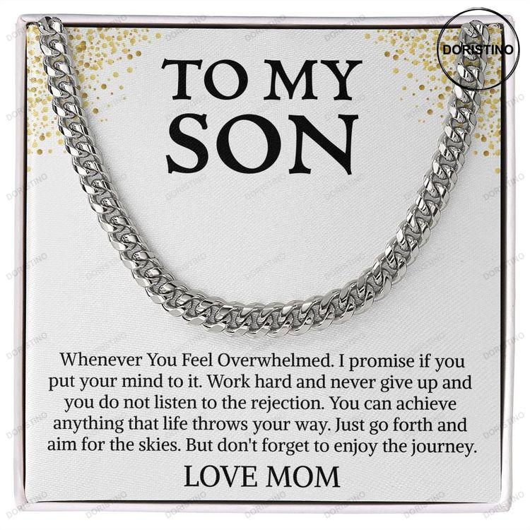 To My Son Love Mom Gift To Son From Mom Cuban Necklace Polished Stainless Steel And 14k Yellow Gold Over Stainless Steel Doristino Limited Edition Necklace