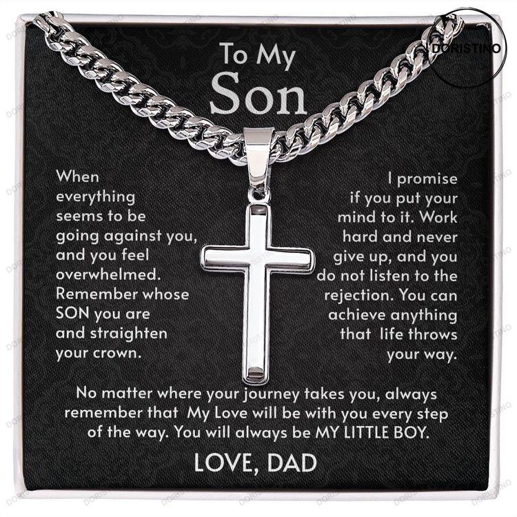 To My Son Necklace Cuban Chain With Artisan Cross Necklace Gift For Son From Dad Son Jewelry Doristino Limited Edition Necklace