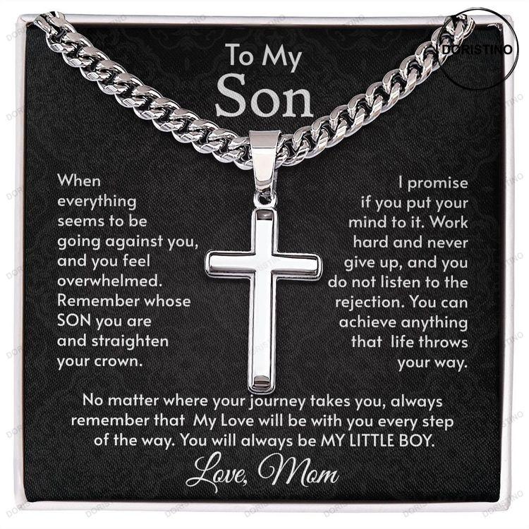 To My Son Necklace Cuban Chain With Artisan Cross Necklace Gift For Son From Mom Son Jewelry Doristino Trending Necklace