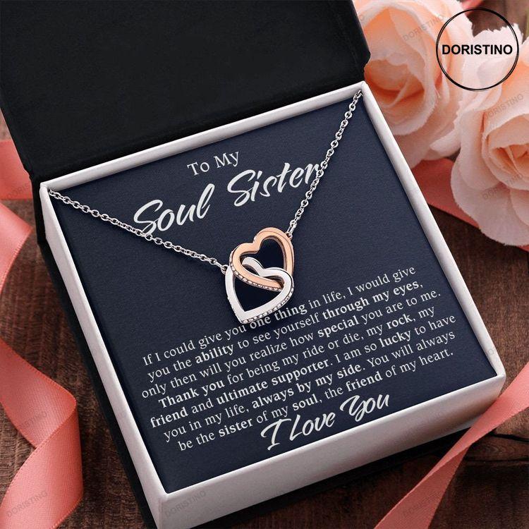 To My Soul Sister Gift Interlocking Necklace With Love Poem Message Doristino Limited Edition Necklace