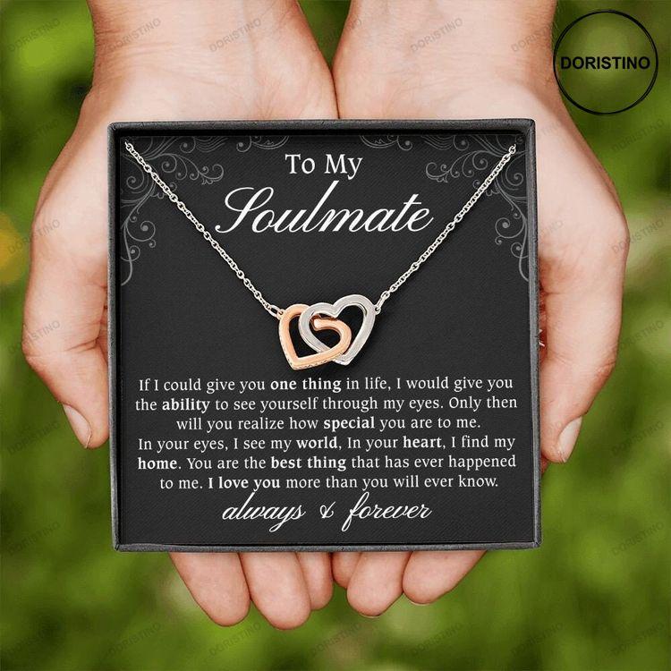 To My Soulmate Gift Interlocking Heart Necklace With Love Message Card Doristino Awesome Necklace