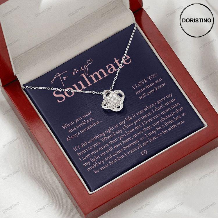 To My Soulmate Gift Love Knot Necklace With Message Card Doristino Limited Edition Necklace