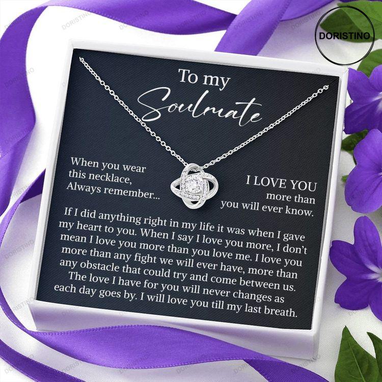 To My Soulmate Gift Love Knot Necklace With Sentiment Message Card Doristino Limited Edition Necklace