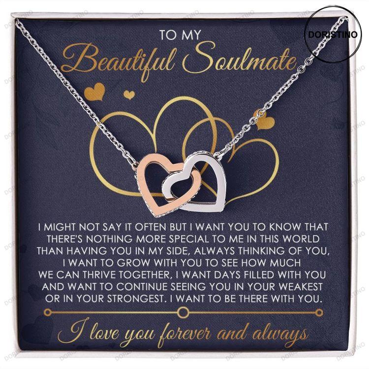To My Soulmate Interlocking Necklacenecklace Gift For Girlfriend For Wife Personalized Anniversary Gift Mother's Day Gift For Wife Doristino Trending Necklace