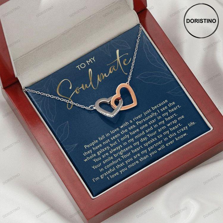 To My Soulmate Jewelry Gift For Her Husband To Wife Boyfriend To Girlfriend Woman Interlocking Necklace Doristino Trending Necklace