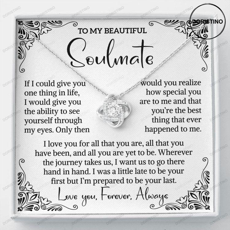 To My Soulmate Necklace Love Knot Necklace Anniversary Gift For Her Gift For Soulmate Gift For Wife Girlfriend Doristino Trending Necklace