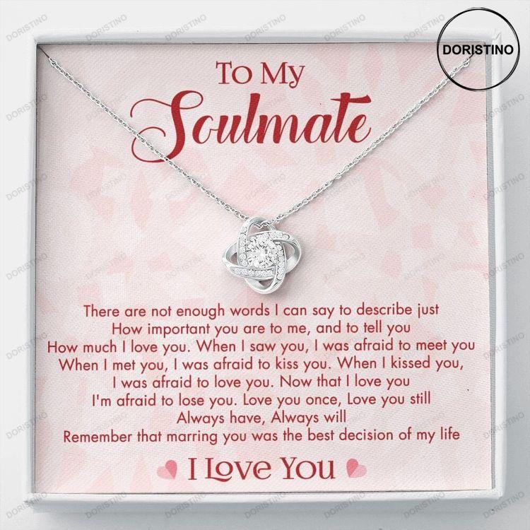 To My Soulmate Soulmate Gift Soulmate Jewelry Soulmate Necklace Love Knot Necklace Gift For Wife Girlfriend Anniversary Gift Doristino Trending Necklace