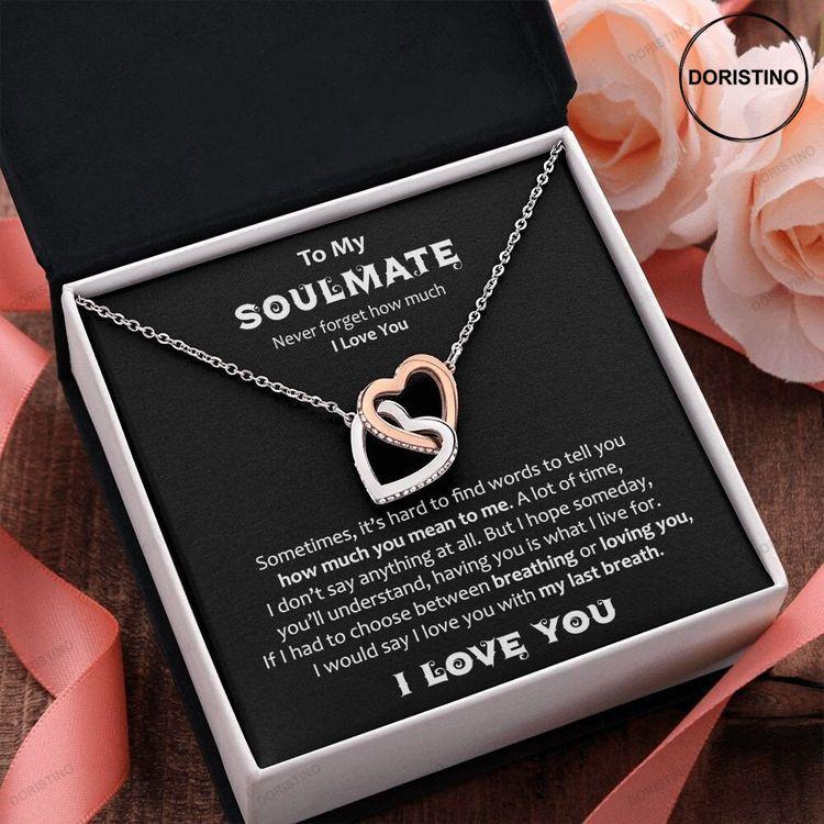 To My Soulmate Soulmate Gift Soulmate Necklace Interlocking Hearts Necklace Soulmate Jewelry Gift For Her Doristino Trending Necklace