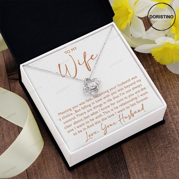 To My Wife Love Message Card Jewelry Gift Love Knot Necklace Doristino Trending Necklace