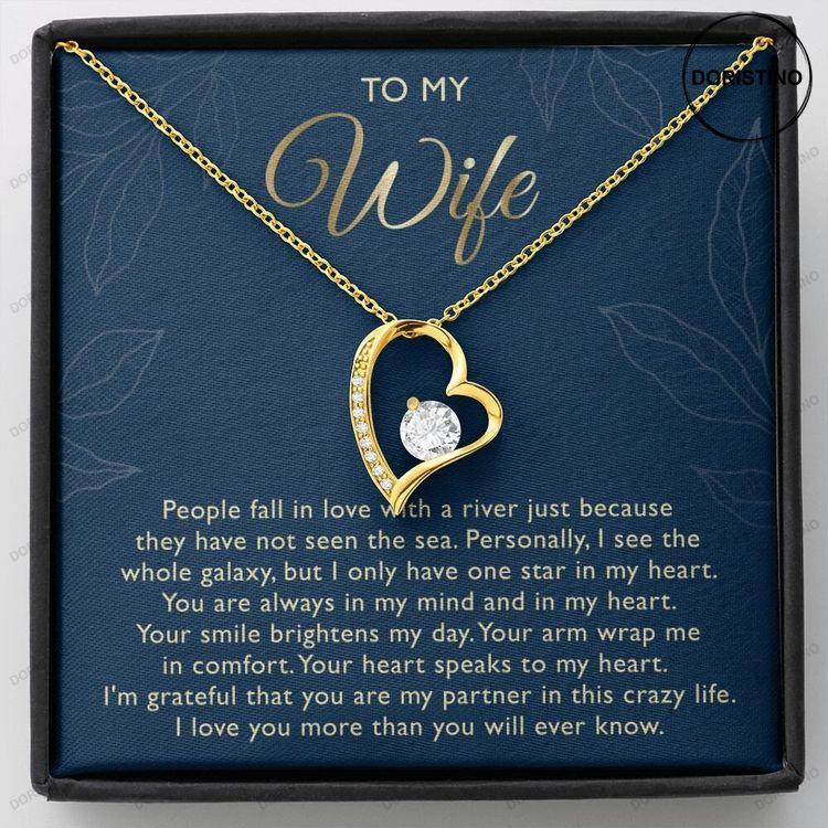 To My Wife Necklace And Love Message Card From Husband Interlocking Heart Necklace Doristino Limited Edition Necklace