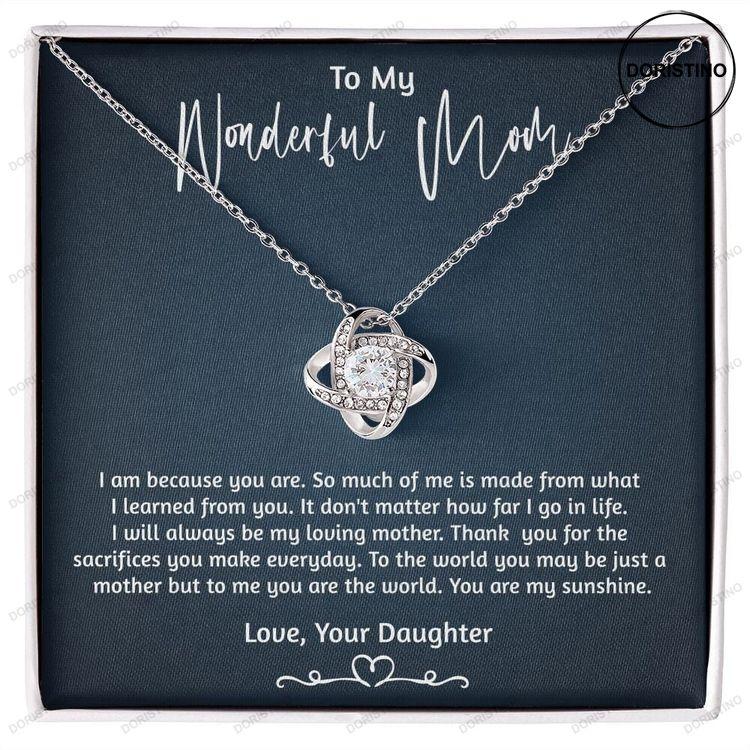 To My Wonderful Mom Gift Gift From Daughter Son Mom Jewelry Mom Necklace Love Knot Necklace Mother's Day Gift Doristino Trending Necklace