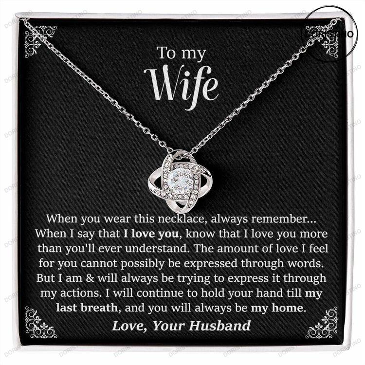 Wife Jewelry Gift From Husband Love Knot Necklace With Romantic Message To Woman Doristino Awesome Necklace