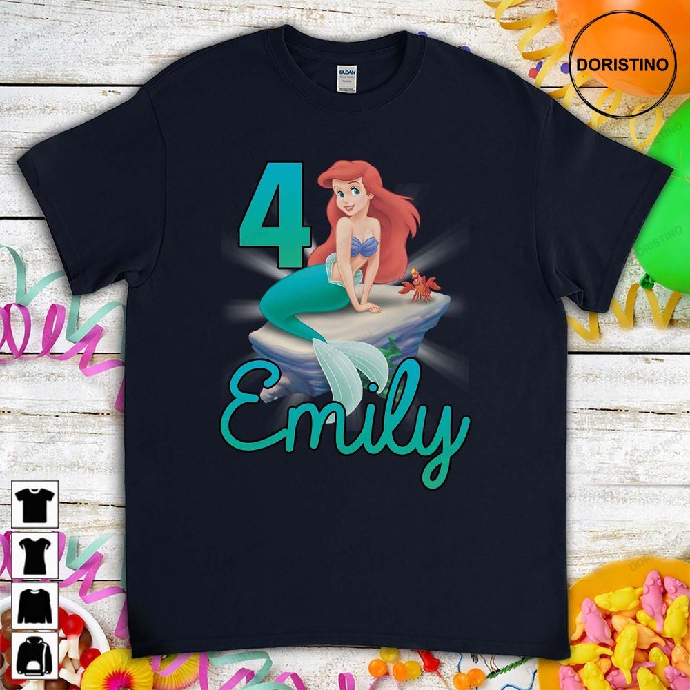 Ariel Little Mermaid Personalized Birthday Gift For Son Daughter Custom Name Family For Men Women Boys Girls Limited Edition T-shirts