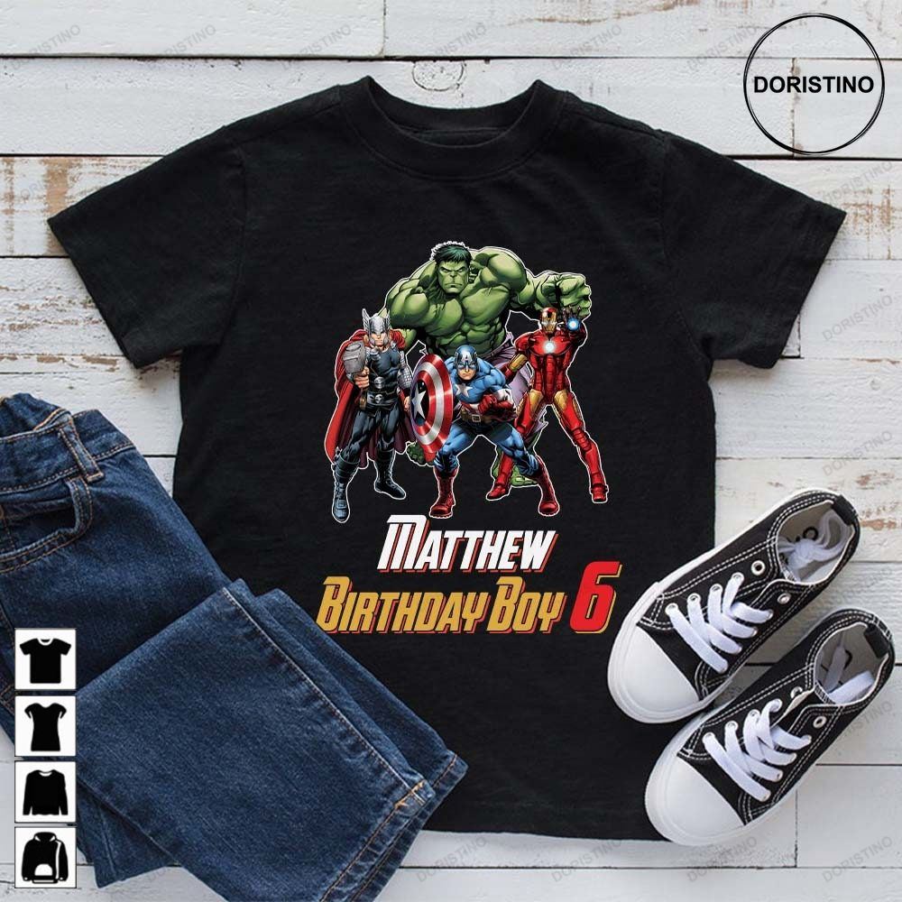 Avengers Spider-man Iron Man Superhero Personalized Custom Name Birthday Gift For Boys Girls Awesome Shirts