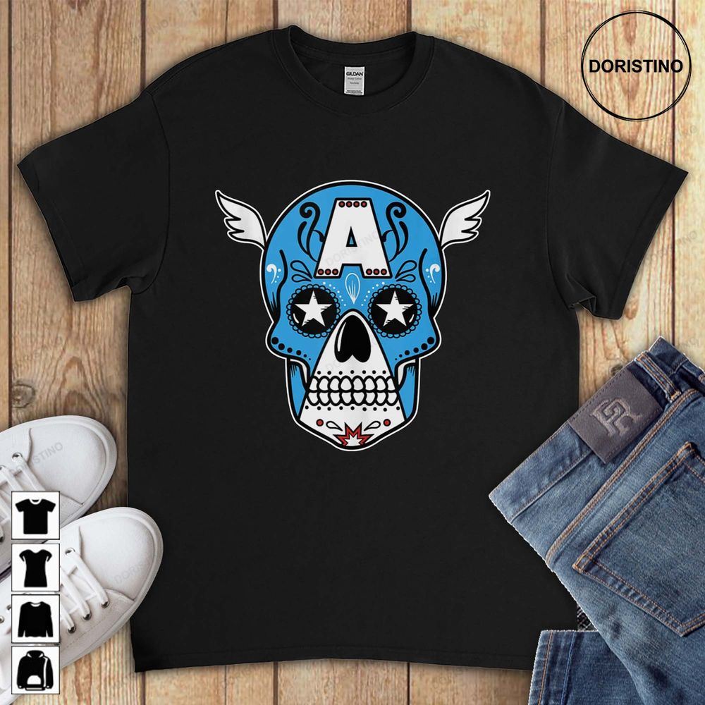 Captain America Sugar Skull Avengers Superhero Comic Funny Gift Unisex For Men Women Awesome Shirts