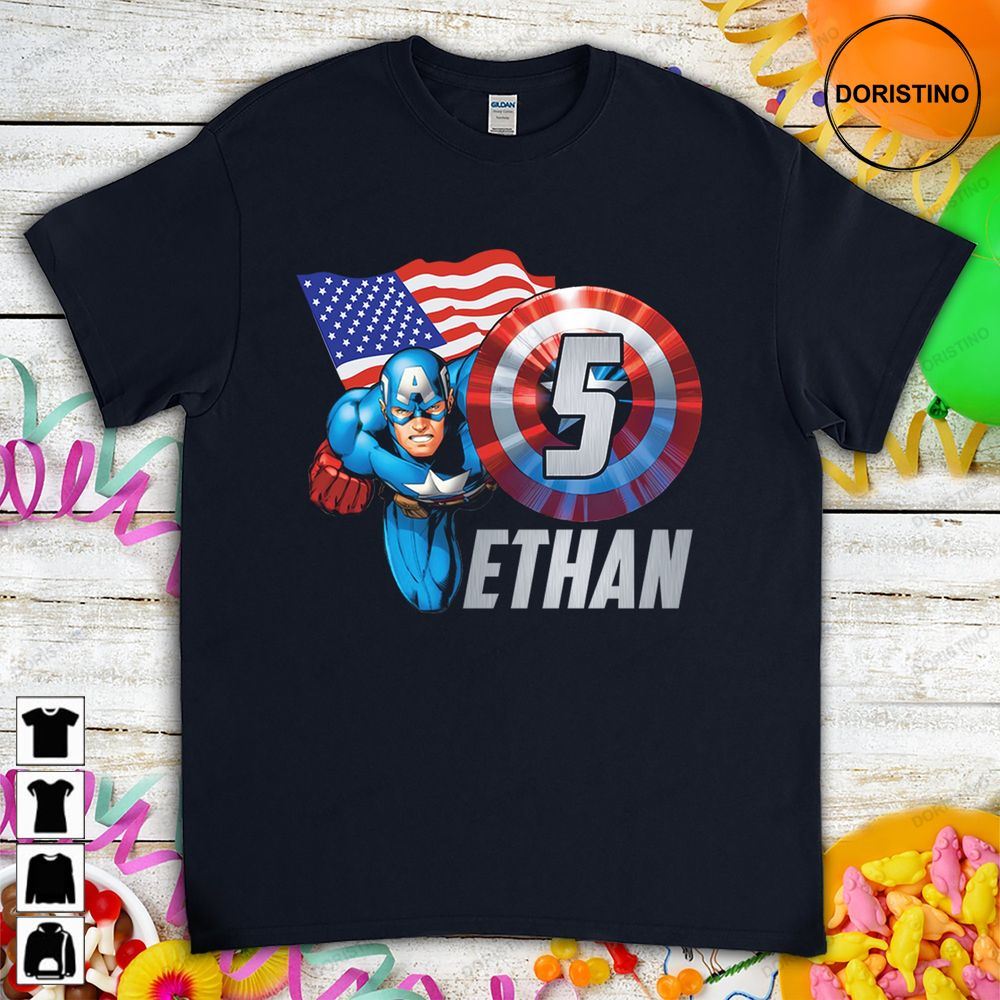Captain America Vintage Comic Birthday Gift For Son Daughter Funny Custom Name Unisex For Men Women Boys Girls Limited Edition T-shirts