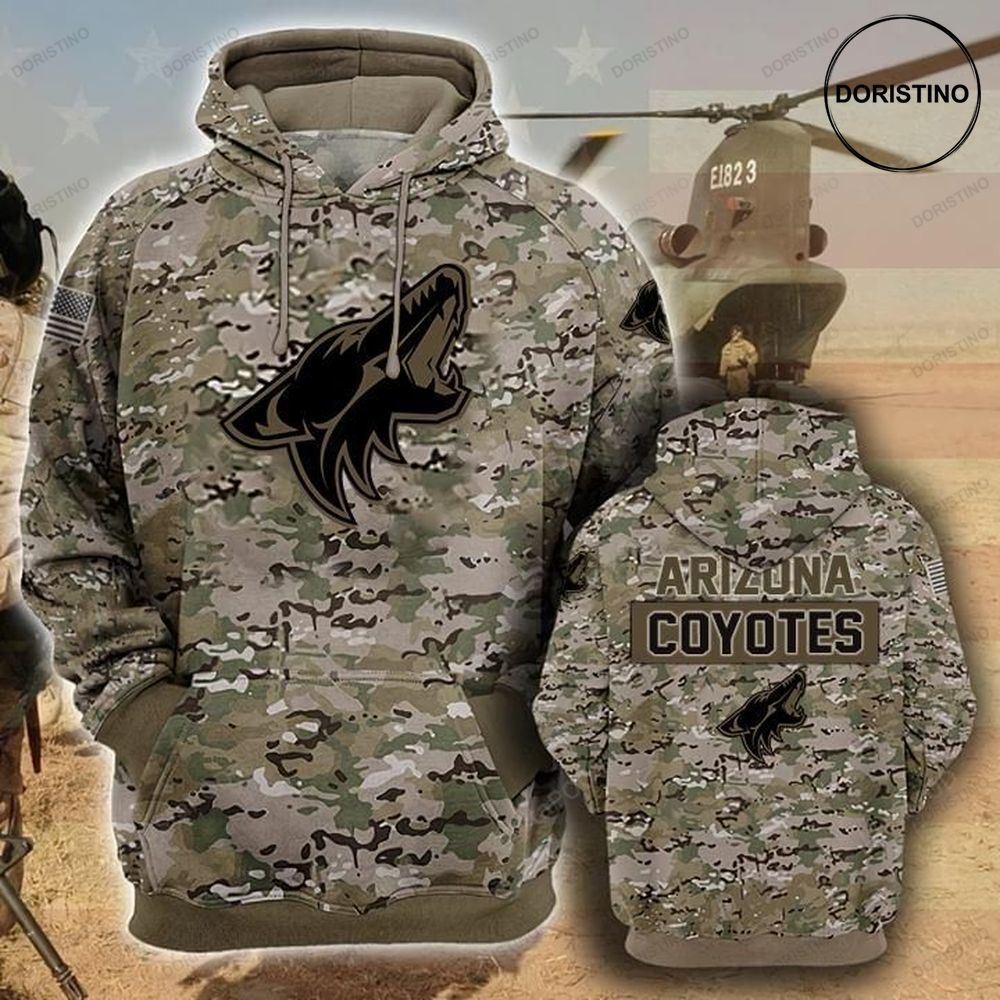 Arizona Coyotes Camouflage Veteran Cotton Limited Edition 3d Hoodie