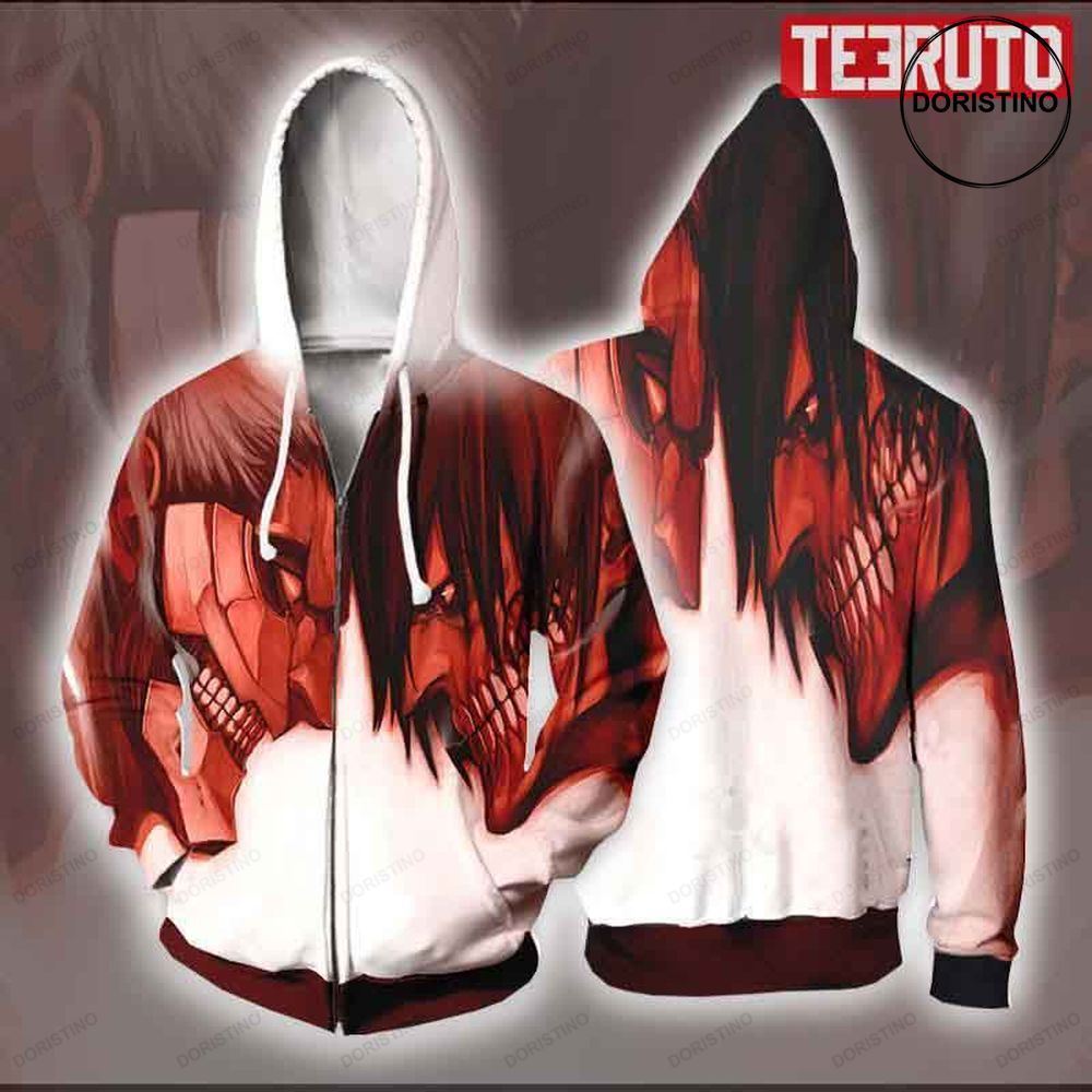 Armored Titan Vs Attack Titan Aot Attack On Titan Jacket Up Awesome 3D Hoodie