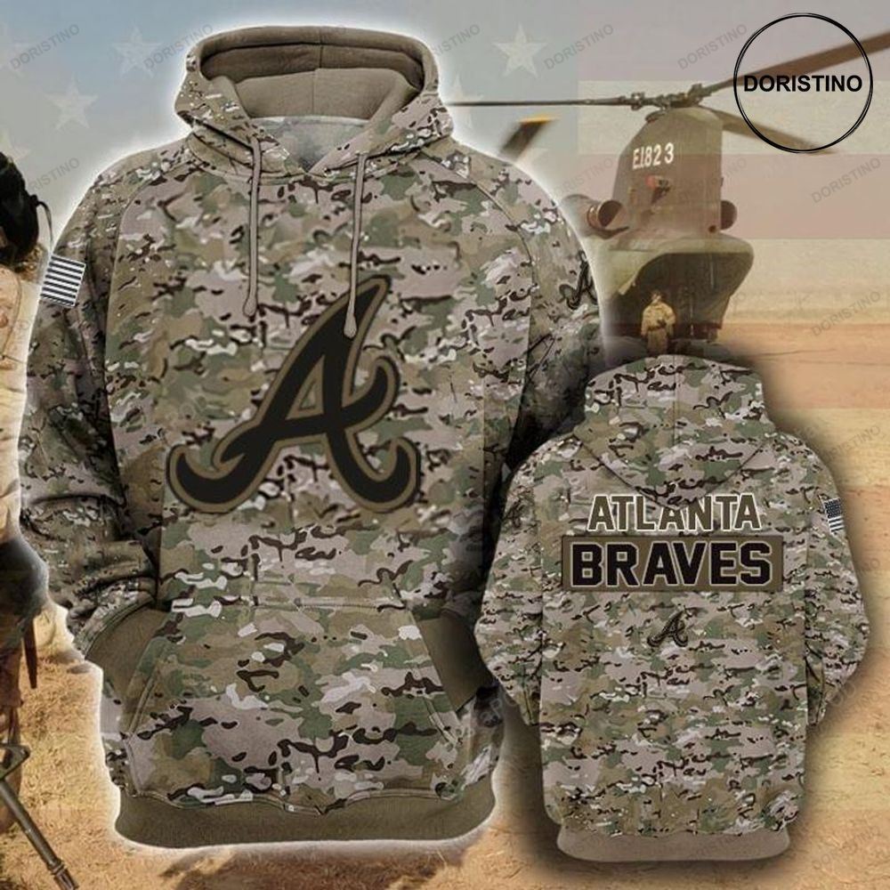 Atlanta Braves Camouflage Veteran Cotton Awesome 3D Hoodie