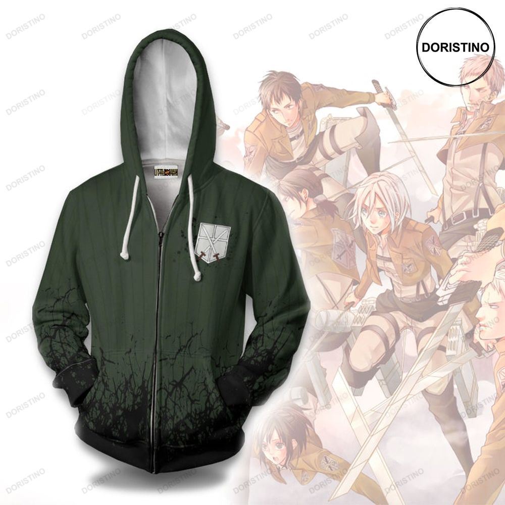 Attack On Titan Survey Corps Anime Casual Cosplay Costume All Over Print Hoodie