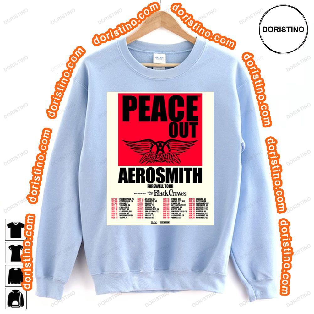 Aerosmith With The Black Crowes Peace Out Farewell Tour Dates 2024 Sweatshirt Long Sleeve Hoodie