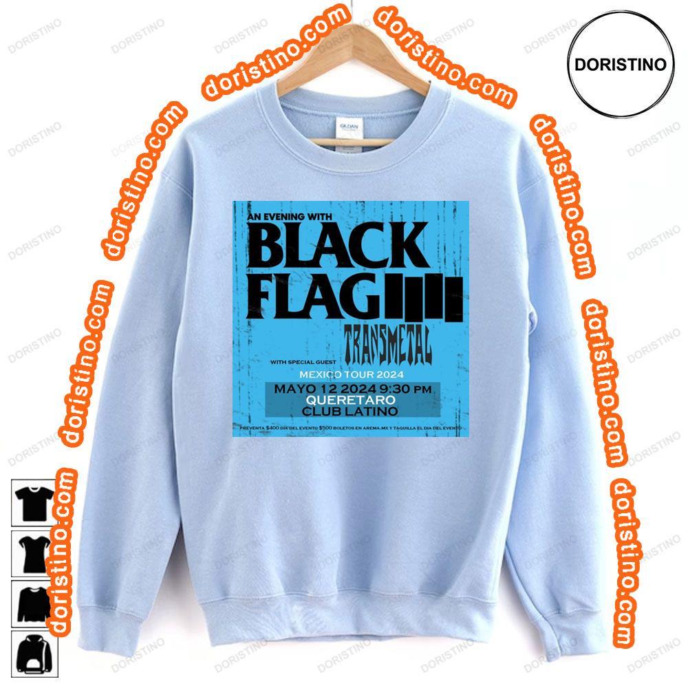 An Evening With Black Flag Mexico Tour 2024 Sweatshirt Long Sleeve Hoodie