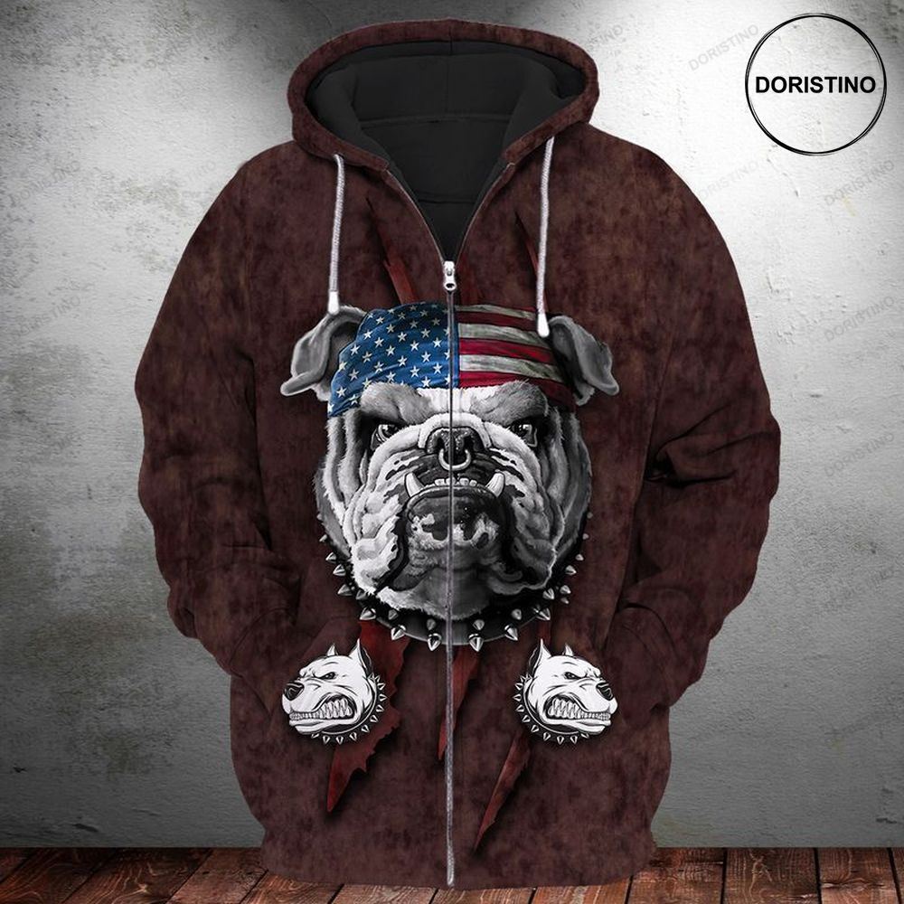 Bull Dog 4th Of July Independence Day All Over Print Hoodie
