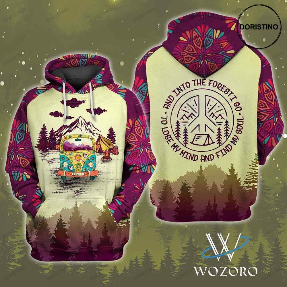 Campervan Into Forest Hippie Camping Awesome 3D Hoodie
