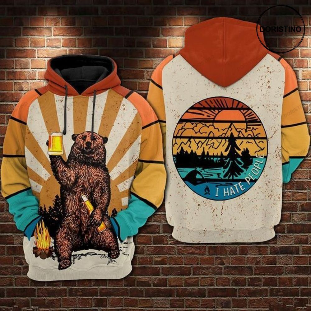 Camping Lover Bear I Hate People Limited Edition 3d Hoodie