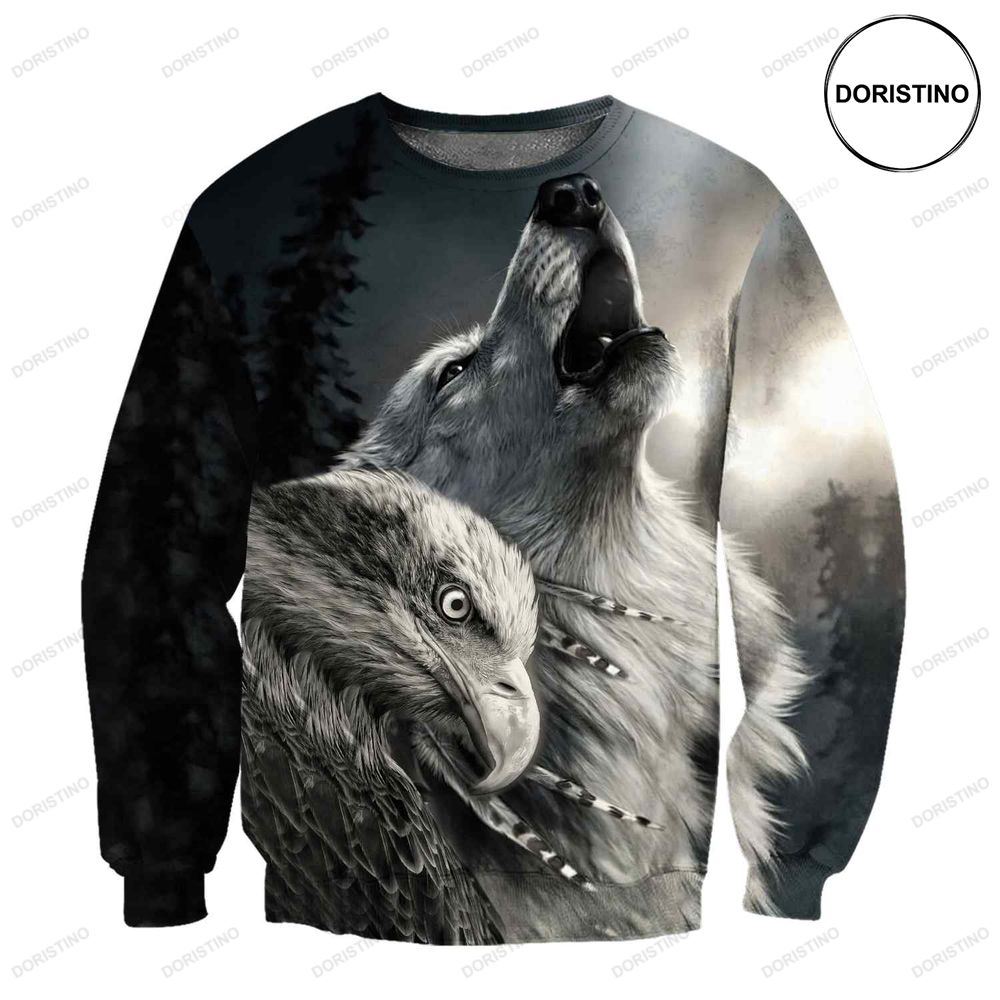 Eagle And Wolf Native American Awesome 3D Hoodie