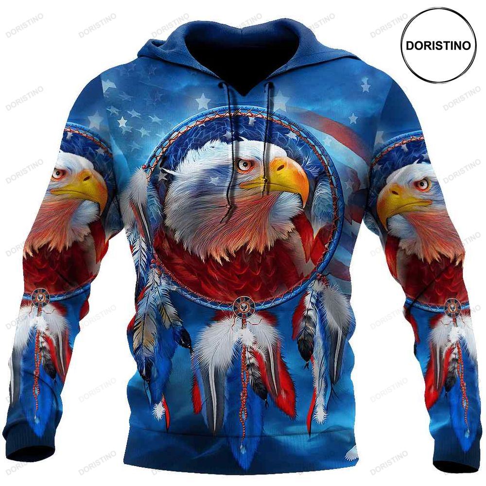 Eagle Dreamcatcher Native American Blue Limited Edition 3d Hoodie