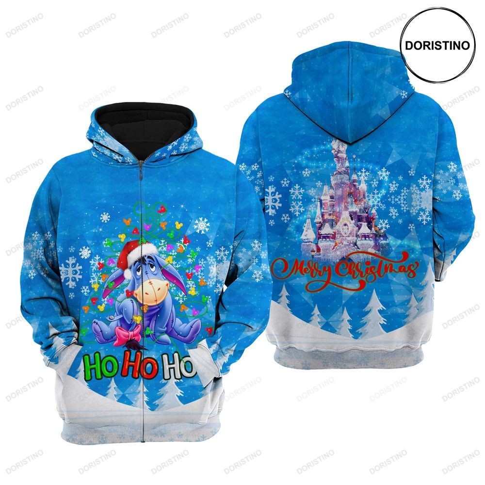 Eeyore Donkey Christmas Sweat Fleece Stylist Cartoon Graphic Outfits Clothing Men Women Kids Toddlers Awesome 3D Hoodie