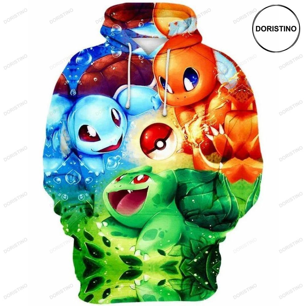 Fire Water Grass Pokemon Limited Edition 3d Hoodie