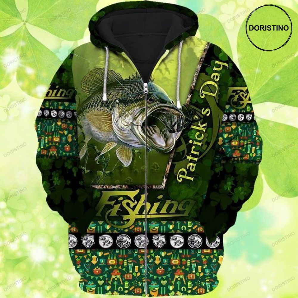 Fishing Patricks Day Awesome 3D Hoodie
