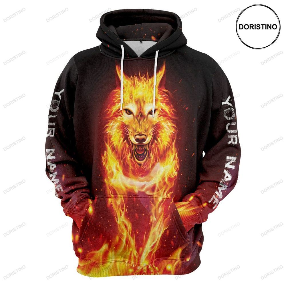 Flame Fire Wolf All Over Print Hoodie
