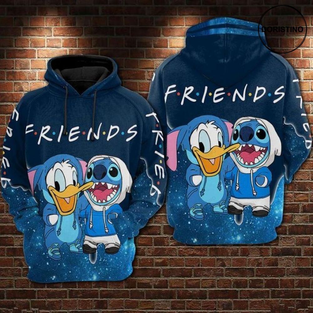 For Donald And Stitch Lovers Best Friend Galaxy Pattern Gift For Fan Awesome 3D Hoodie