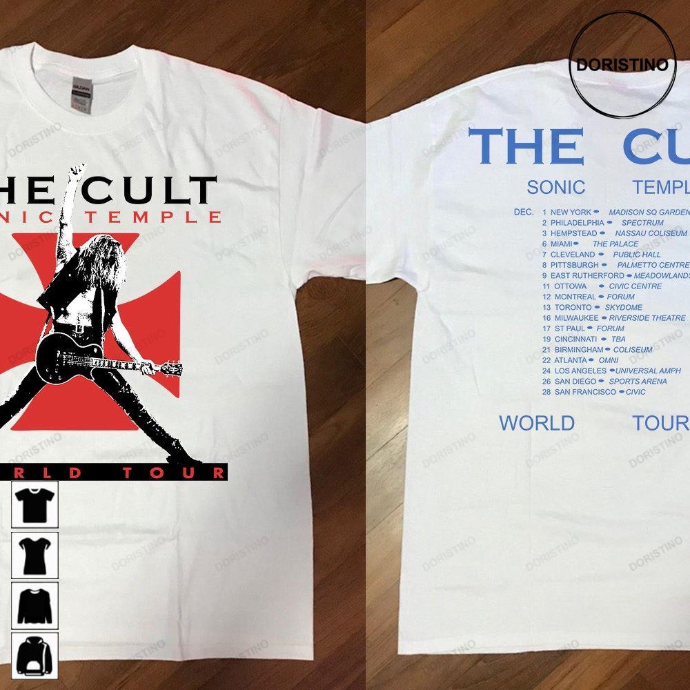 1989 The Cult Sonic Temple World Tour The Cult Sonic Temple Tour '89 The Cult The Cult Rock Band Rock Tee Awesome Shirts