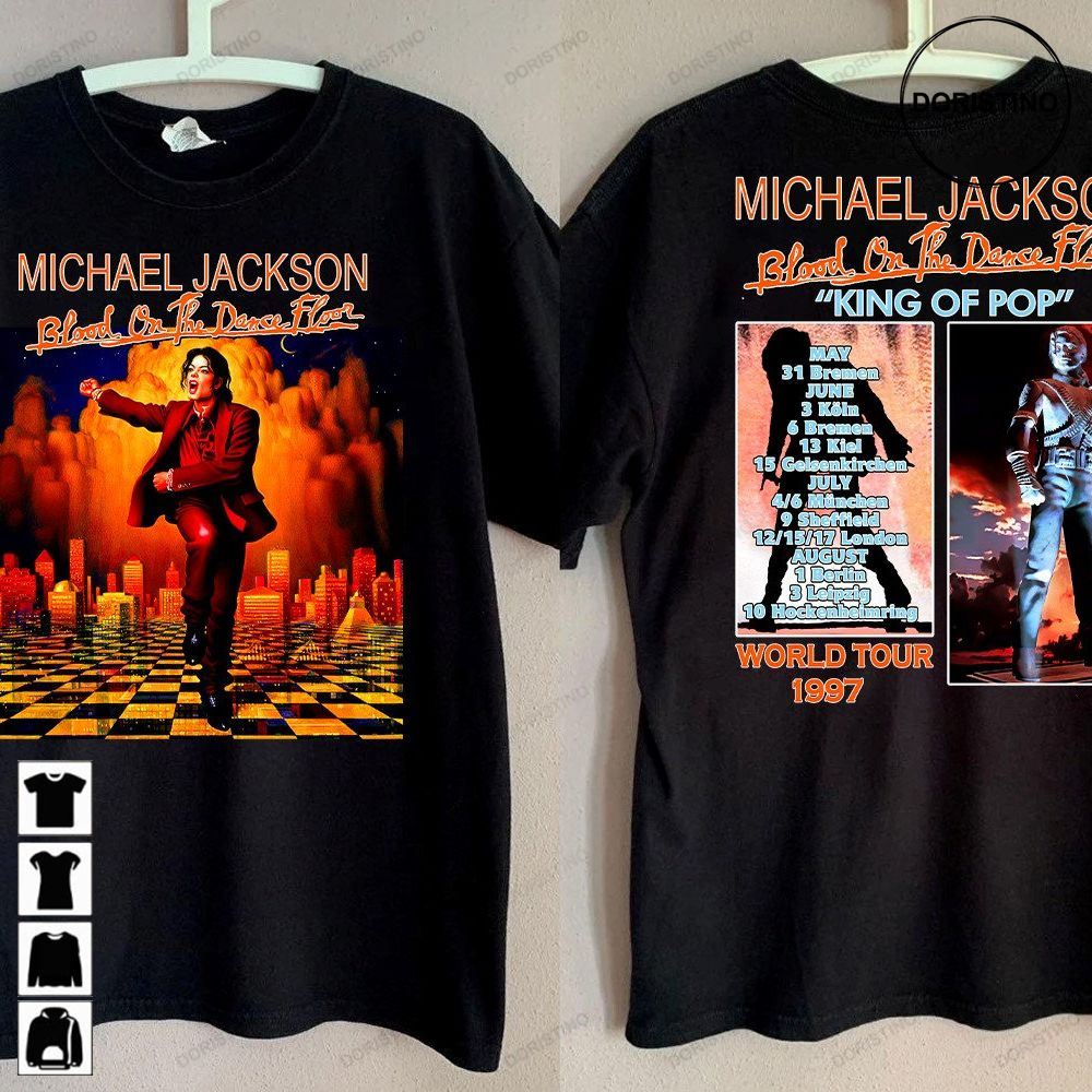 1997 Michael Jackson Blood On The Dance Floor History World Tour Michael Jackson Tour King Of Pop World Tour Tee Limited Edition T-shirts