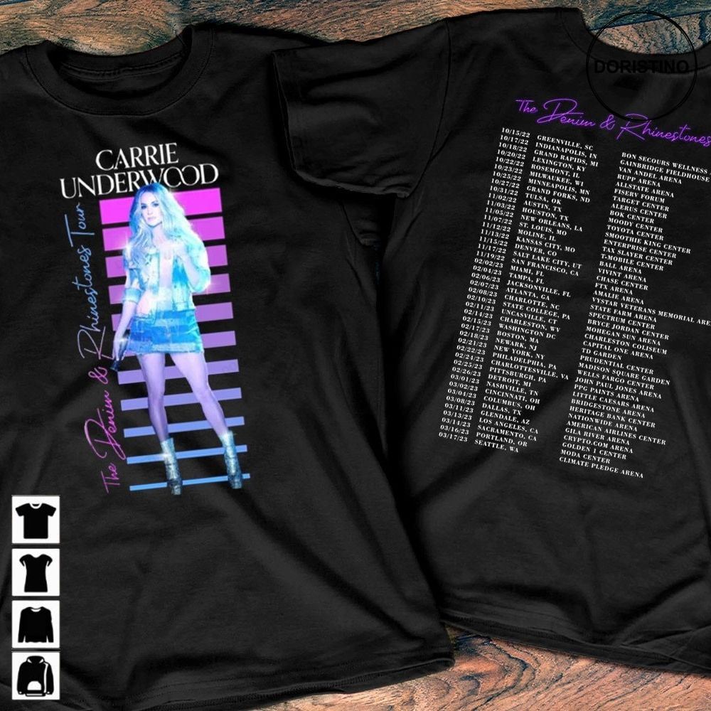 2022 - 2023 Carrie Underwood The Denim Rhinestones America Tour Carrie Underwood Tour 2023 2022 Music Tour Music Tee Trending Style