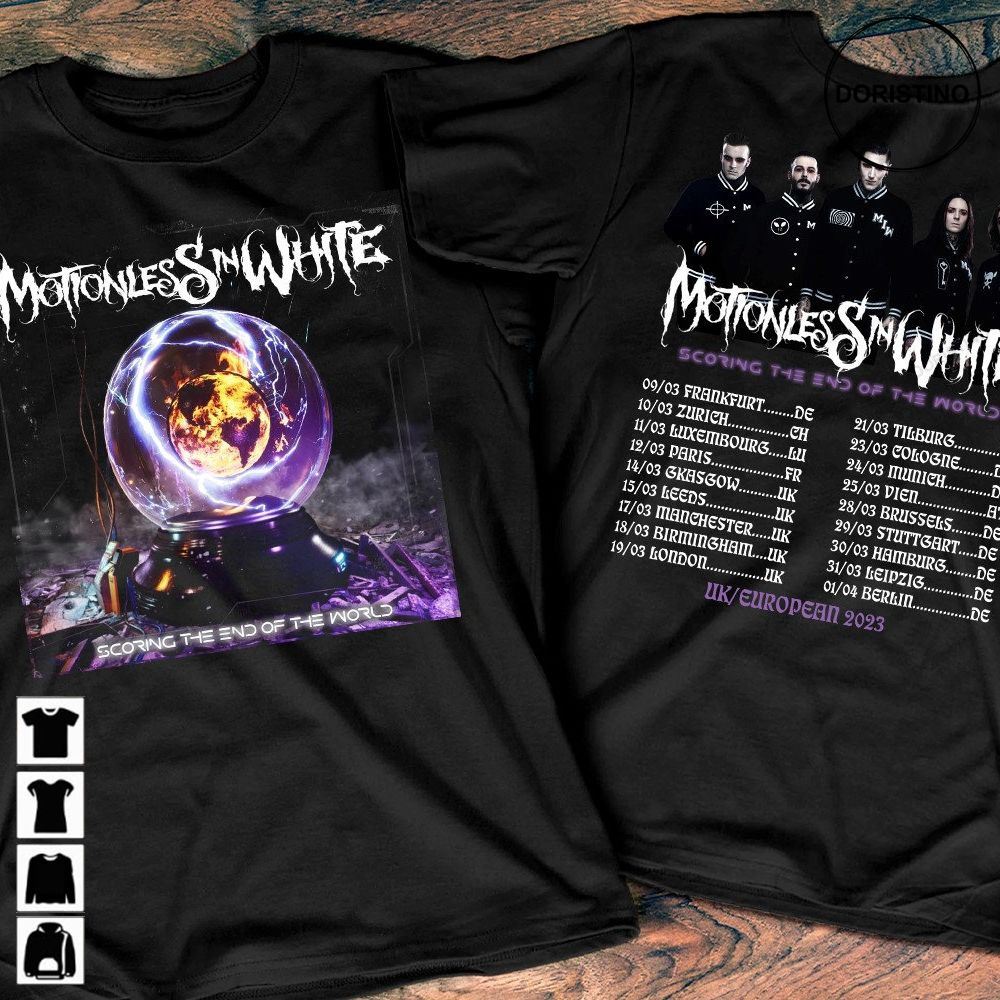 2023 Motionless In White Scoring The End Of The World Uk Europe Tour Motionless In White Motionless In White Tour 2023 Tee Limited Edition T-shirts