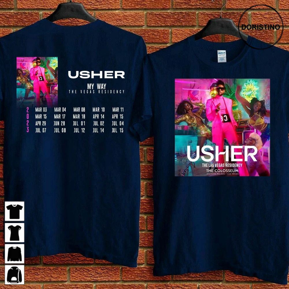 2023 Usher My Way The Vegas Residency Tour Usher Rnb Music Concert 2023 Usher Tour 2023 Music Tour Concer Limited Edition T-shirts