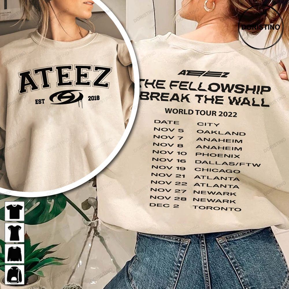 Ateez Fellowship World Tour Fellowship Break The Wall Ateez World Tour 2022 Ateez Fellowship Limited Edition T-shirts