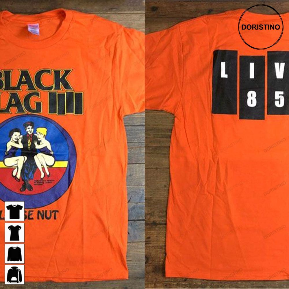 Black Flag Loose Nut Live 85 Black Flag Loose Nut Album Promo Black Flag Tour 1985 80s Black Flag Rock Tee Limited Edition T-shirts